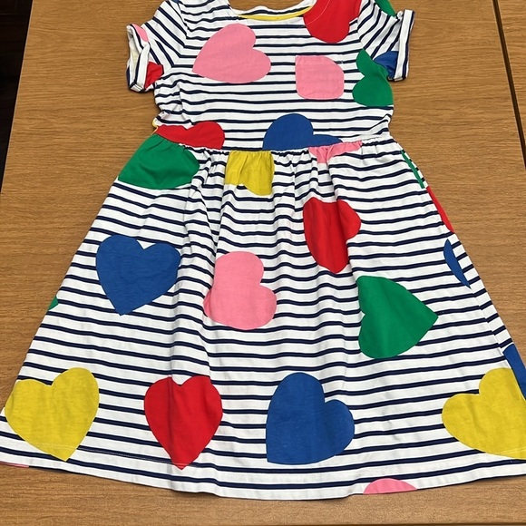 Mini Boden Jersey stripes hearts ❤️ dress size 11/12 - Picture 3 of 11